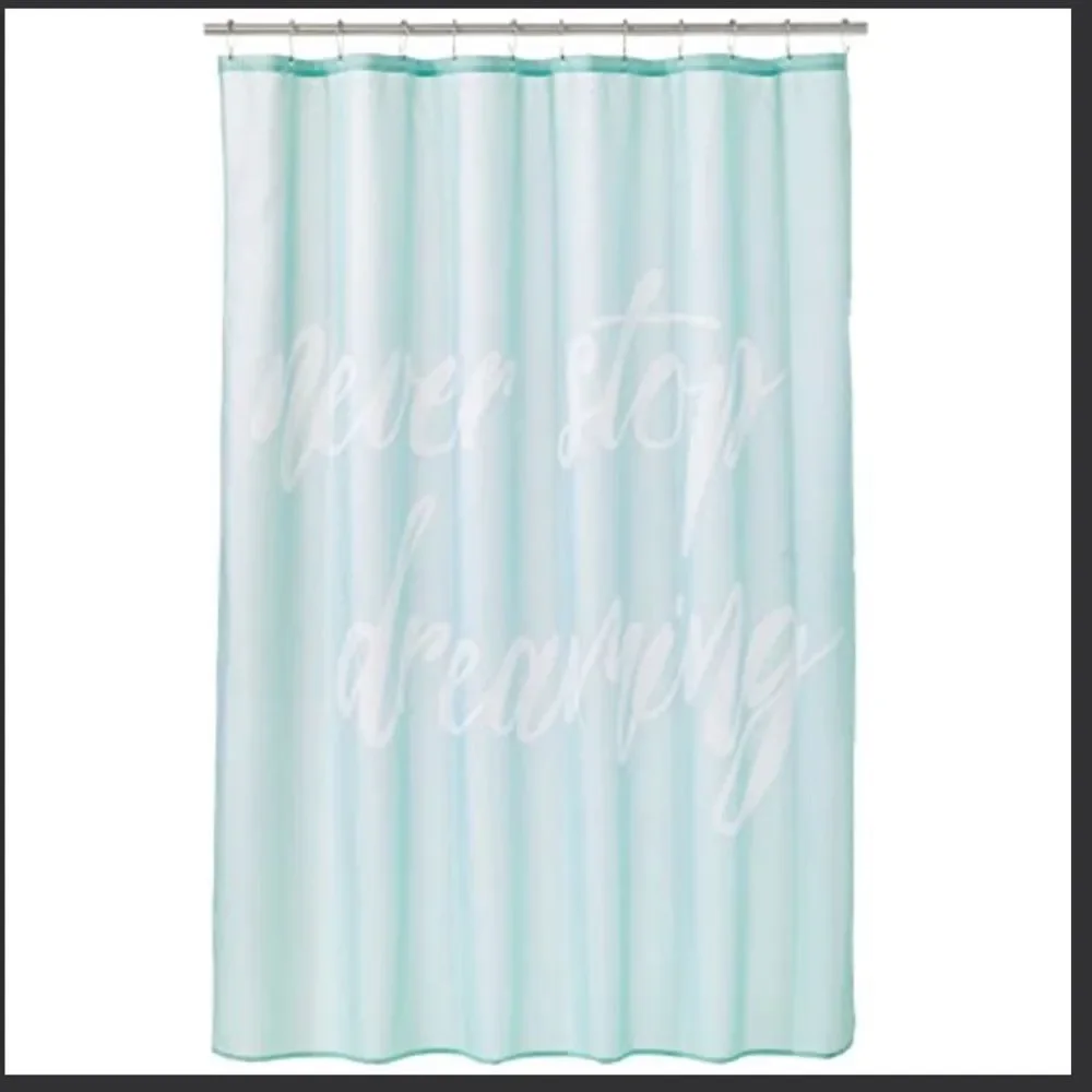 Long Decorative Never Stop Dreaming Easy Care Fabric Shower Curtain 72x84